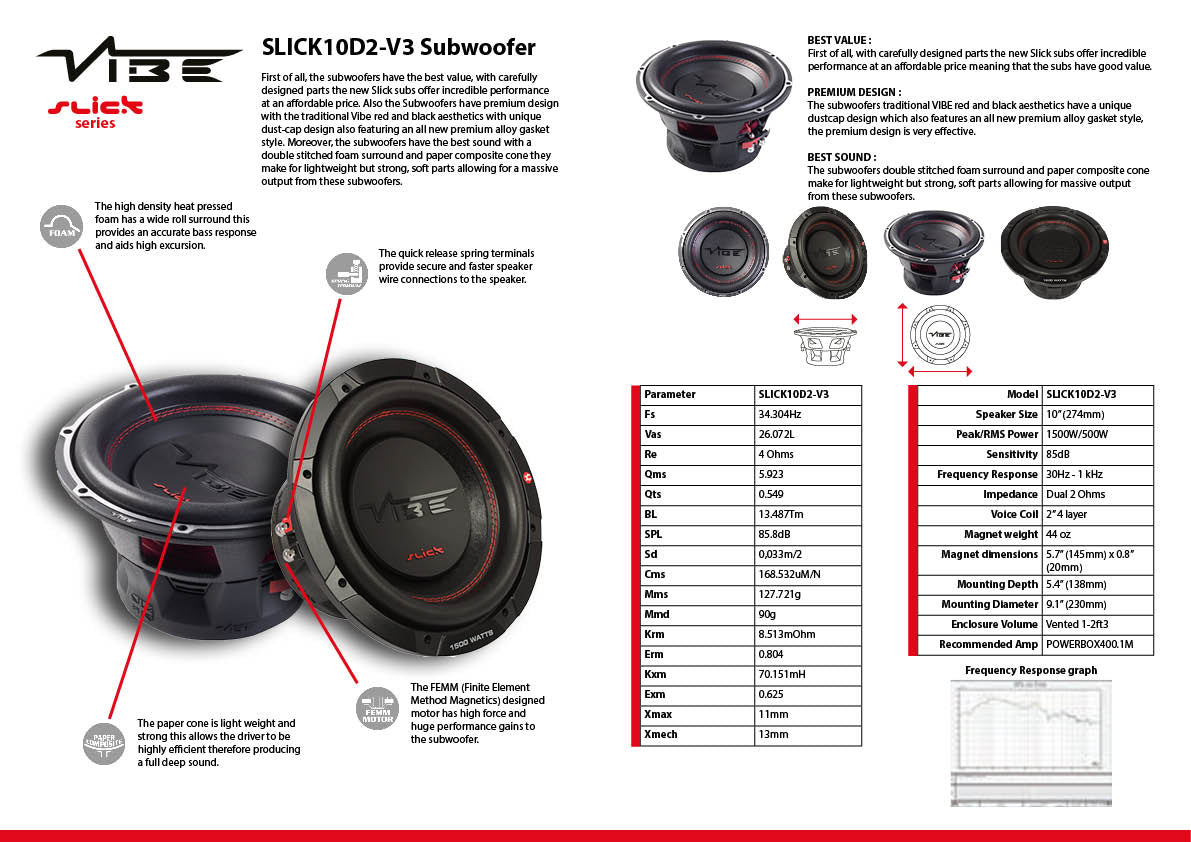 Vibe Audio SLICK10D2-V3 – 10 Zoll Subwoofer – Ansicht 15