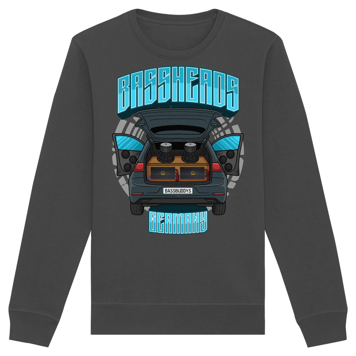 BASSHEADS GERMANY - Organic Basic Unisex Sweatshirt-Sweatshirts-BassBuddys-Anthracite-XS-BassBuddys | Shop