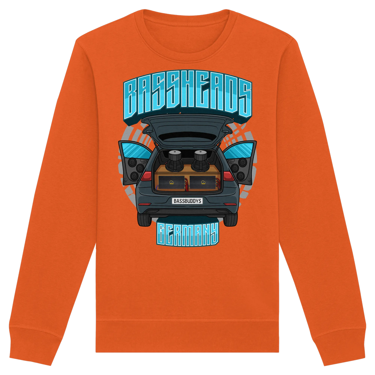 BASSHEADS GERMANY - Organic Basic Unisex Sweatshirt-Sweatshirts-BassBuddys-Bright Orange-XS-BassBuddys | Shop