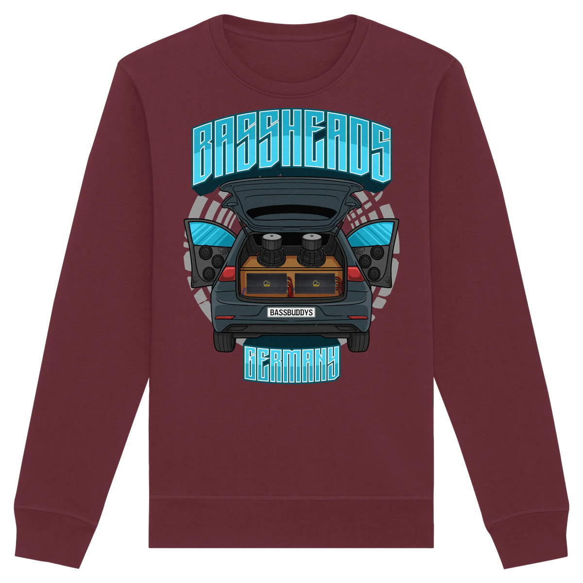 BASSHEADS GERMANY - Organic Basic Unisex Sweatshirt-Sweatshirts-BassBuddys-Burgundy-XS-BassBuddys | Shop