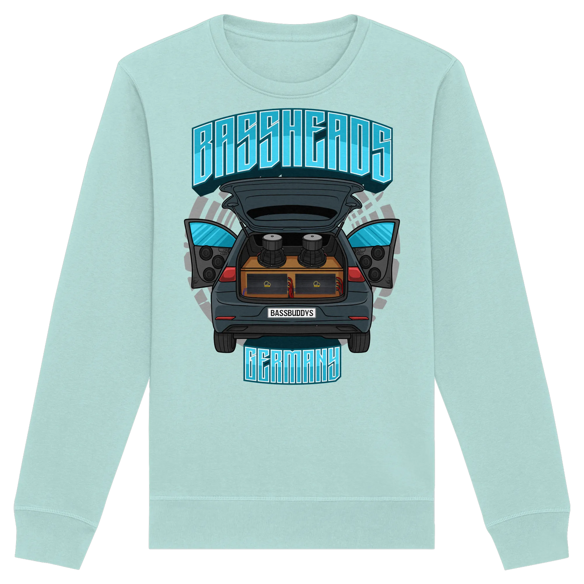 BASSHEADS GERMANY - Organic Basic Unisex Sweatshirt-Sweatshirts-BassBuddys-Caribbean Blue-XS-BassBuddys | Shop
