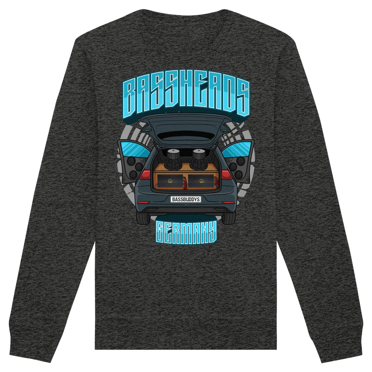 BASSHEADS GERMANY - Organic Basic Unisex Sweatshirt-Sweatshirts-BassBuddys-Dark Heather Grey-XS-BassBuddys | Shop