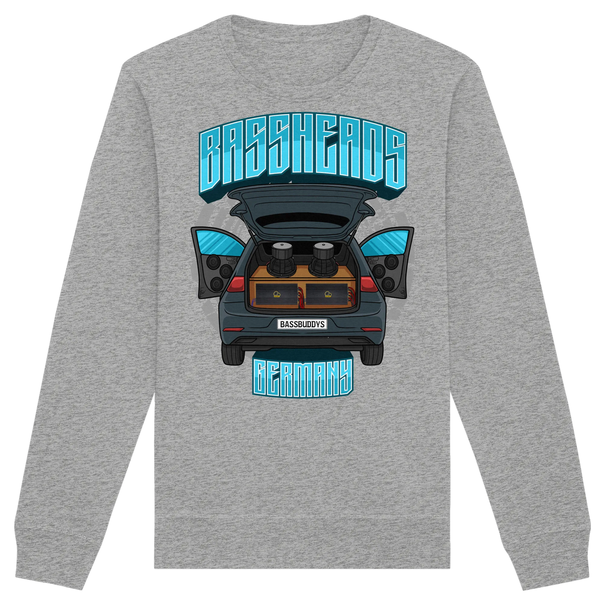 BASSHEADS GERMANY - Organic Basic Unisex Sweatshirt-Sweatshirts-BassBuddys-Heather Grey-XS-BassBuddys | Shop