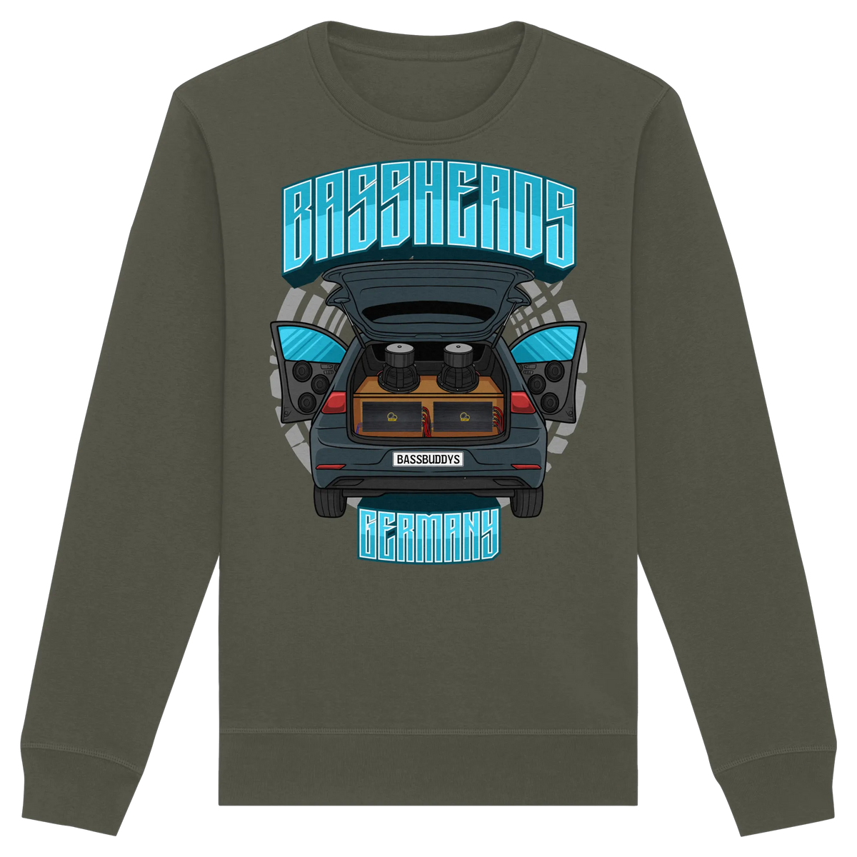 BASSHEADS GERMANY - Organic Basic Unisex Sweatshirt-Sweatshirts-BassBuddys-Khaki-XS-BassBuddys | Shop