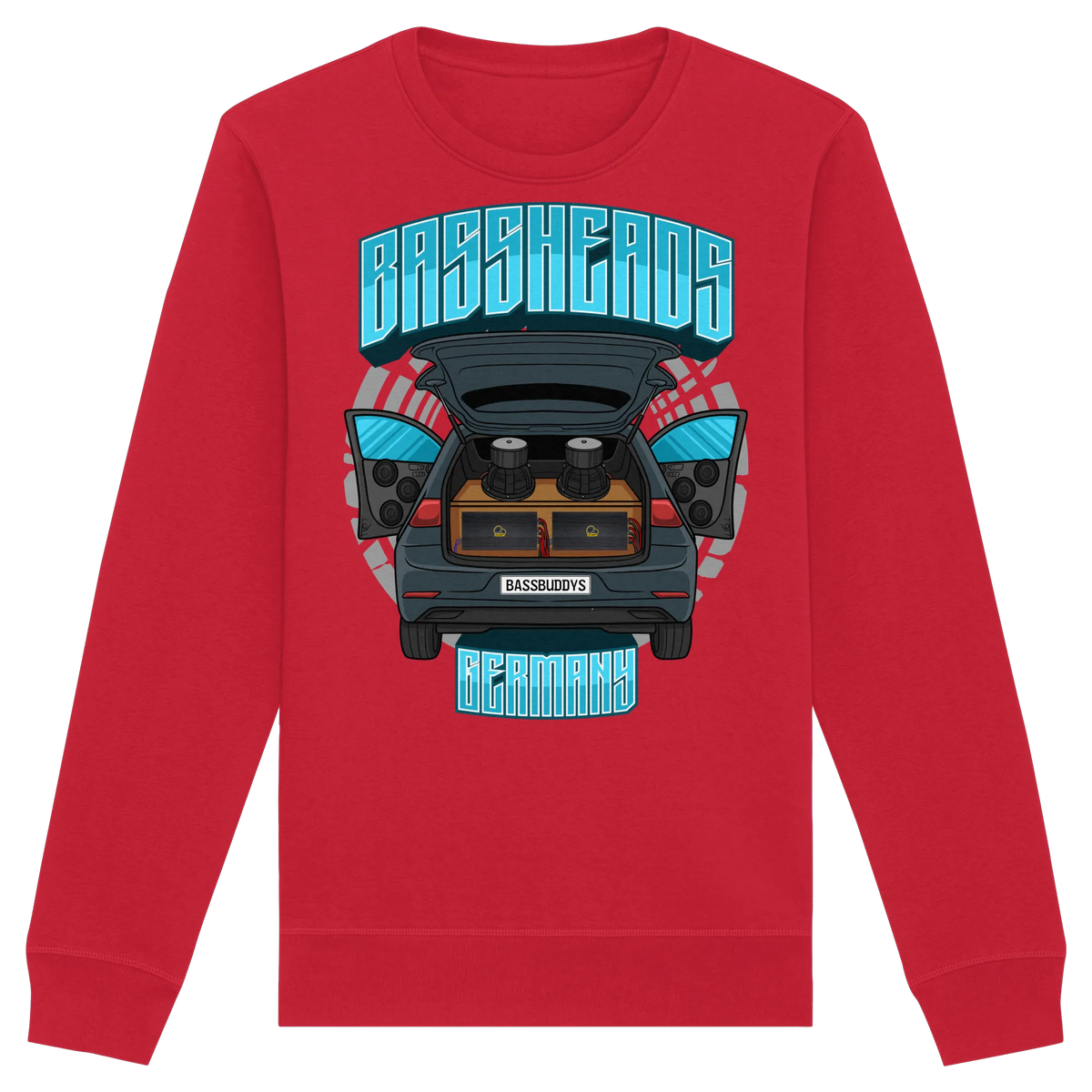 BASSHEADS GERMANY - Organic Basic Unisex Sweatshirt-Sweatshirts-BassBuddys-Red-XS-BassBuddys | Shop