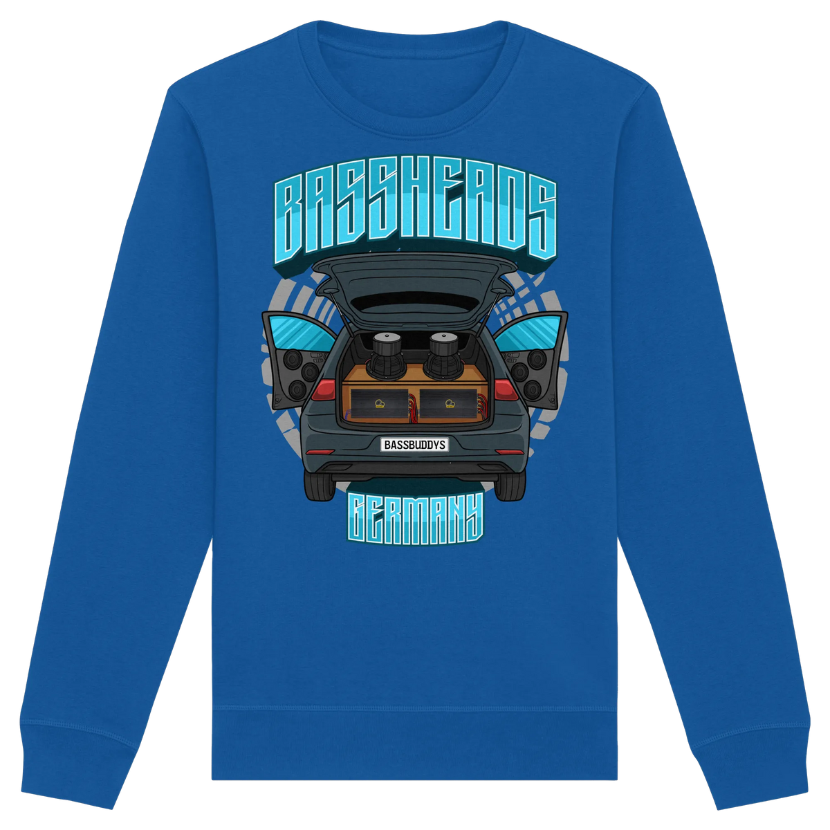 BASSHEADS GERMANY - Organic Basic Unisex Sweatshirt-Sweatshirts-BassBuddys-Royal Blue-XS-BassBuddys | Shop