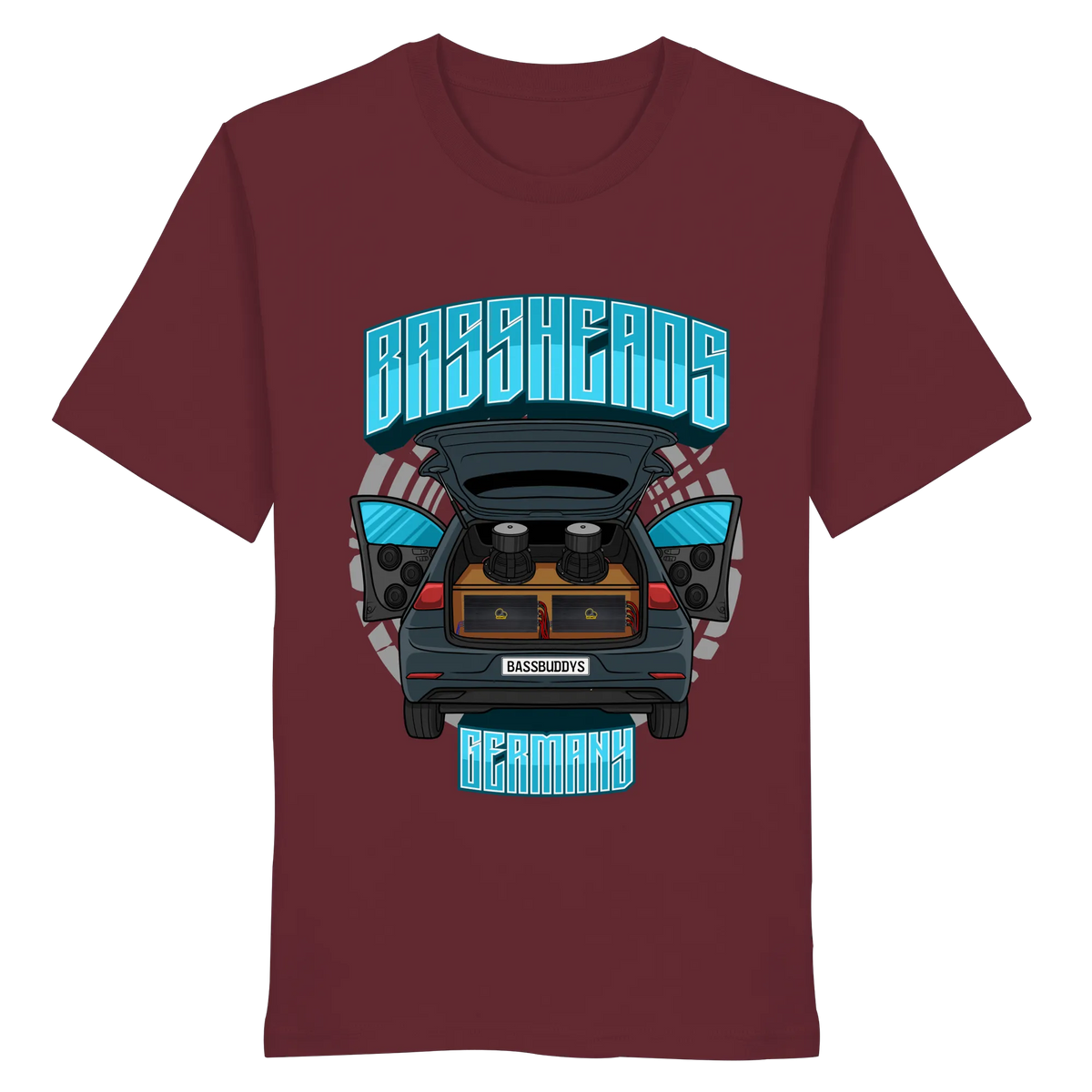 BASSHEADS GERMANY - Organic Shirt-Unisex-Shirts-BassBuddys-Burgundy-XS-BassBuddys | Shop