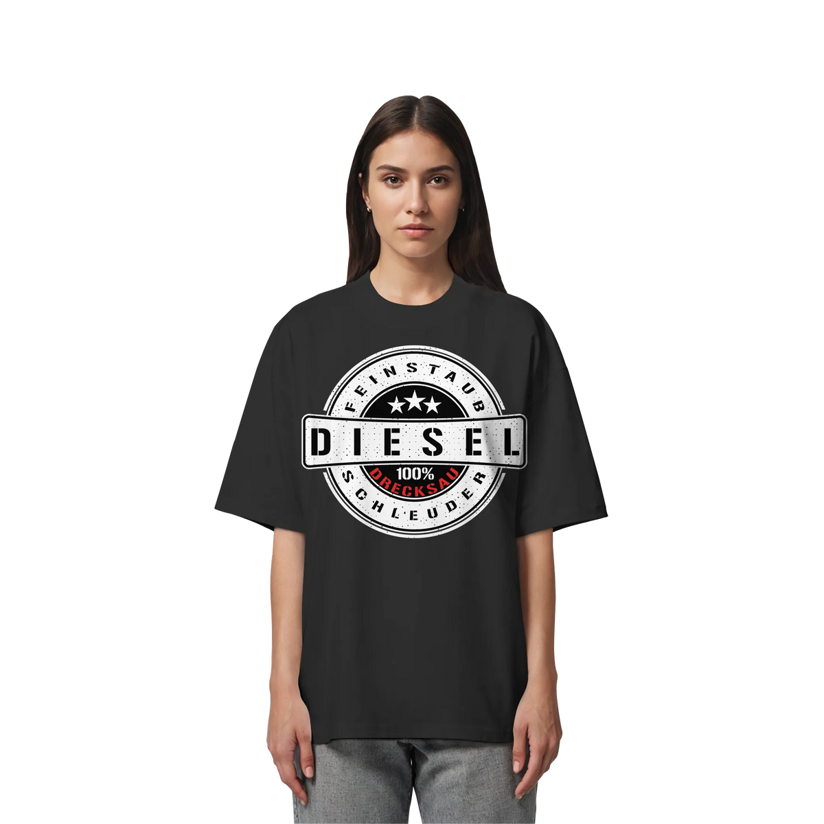 Feinstaub Schleuder Diesel 100% Drecksau Oversize Shirt-Unisex-Shirts-BassBuddys-Black-XS-BassBuddys | Shop
