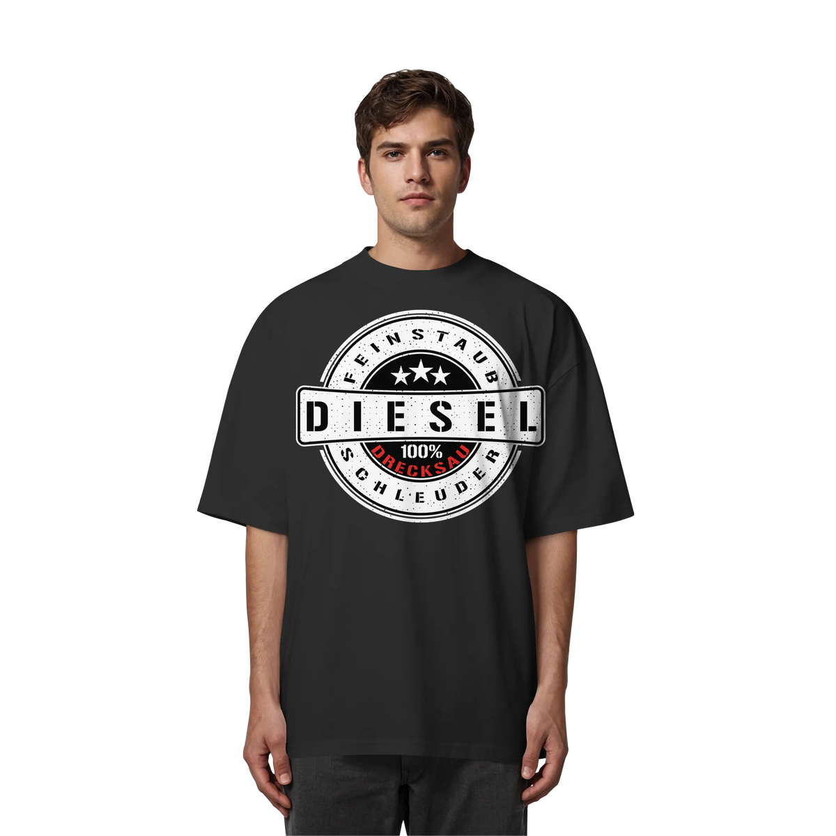 Feinstaub Schleuder Diesel 100% Drecksau Oversize Shirt-Unisex-Shirts-BassBuddys-Black-XS-BassBuddys | Shop