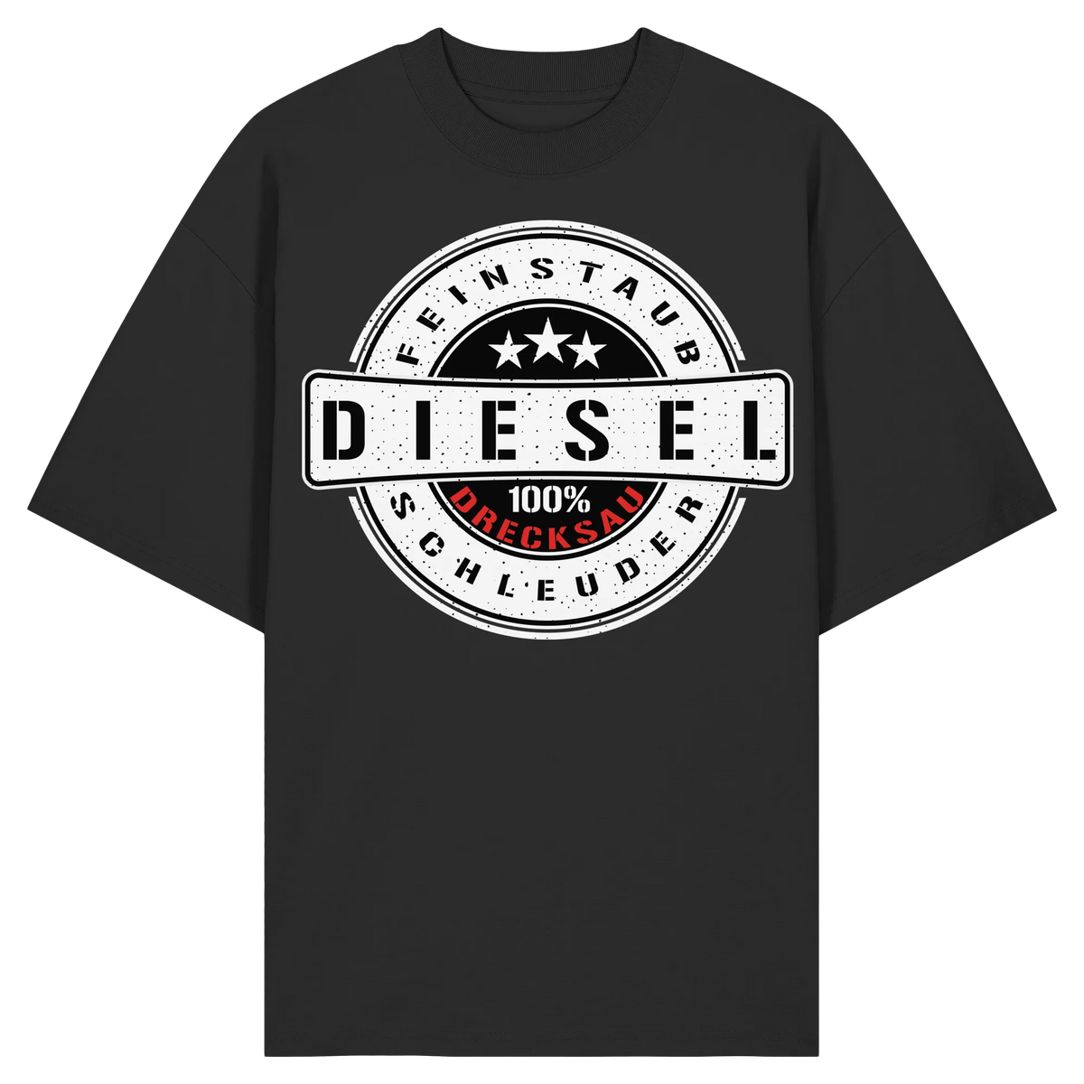 Feinstaub Schleuder Diesel 100% Drecksau Oversize Shirt-Unisex-Shirts-BassBuddys-Black-XS-BassBuddys | Shop
