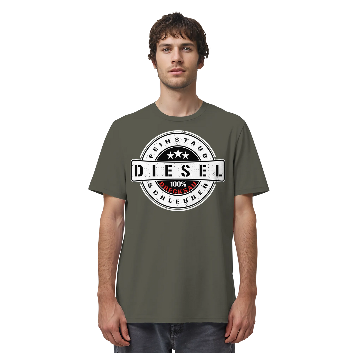 Feinstaub Schleuder Diesel 100% Drecksau Shirt-Unisex-Shirts-BassBuddys-Khaki-XS-BassBuddys | Shop