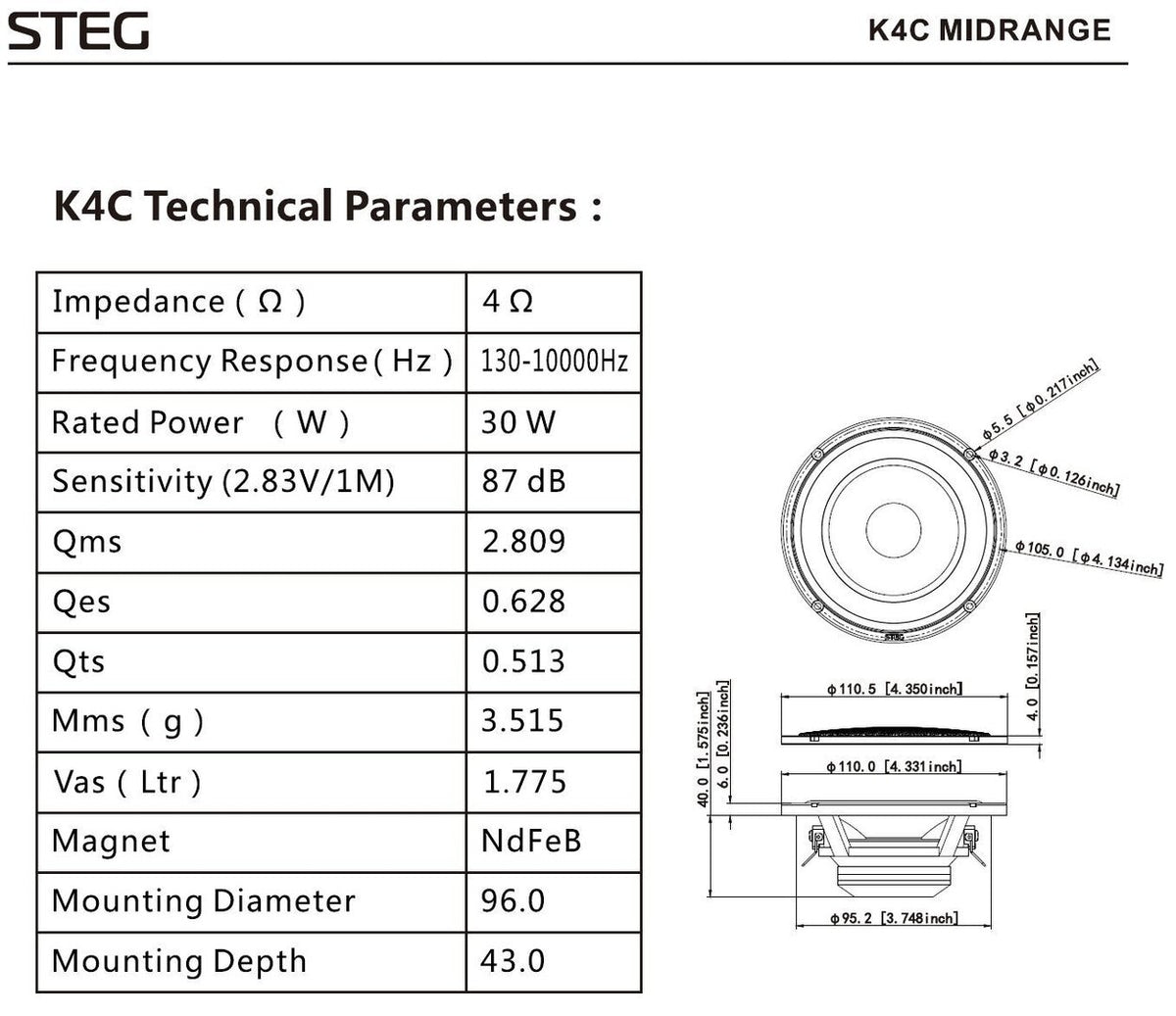 STEG K4c – 4 Zoll Mitteltöner – Ansicht 7