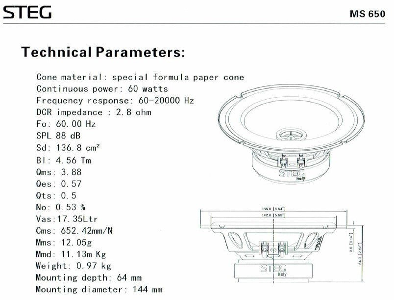 STEG MS650 – 6,5 Zoll Koaxial Lautsprecher – Ansicht 5