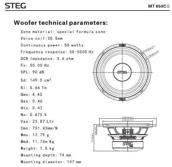STEG MT650C – 6,5 Zoll Lautsprecherset – Ansicht 2