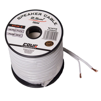 OFC-Lautsprecherkabel 2×2,5 mm² weiß