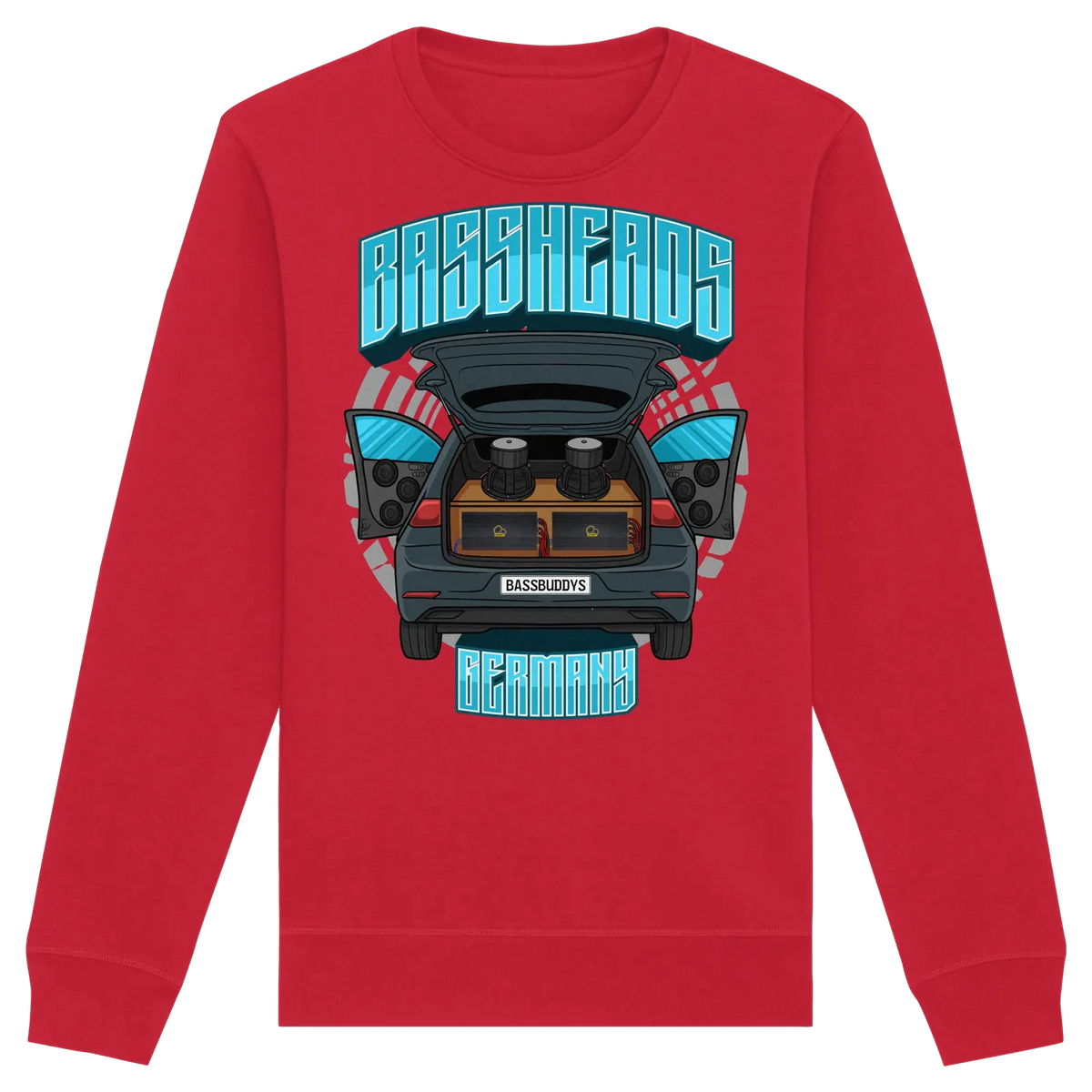 BASSHEADS GERMANY - Organic Basic Unisex Sweatshirt Red XS – Produktbild 10