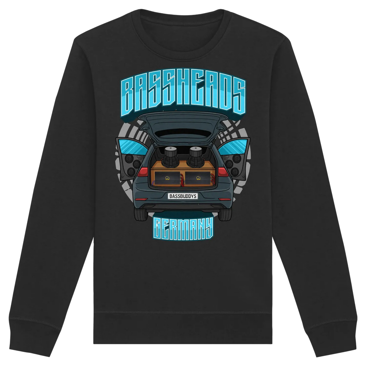 BASSHEADS GERMANY - Organic Basic Unisex Sweatshirt Black XS – Produktbild 2