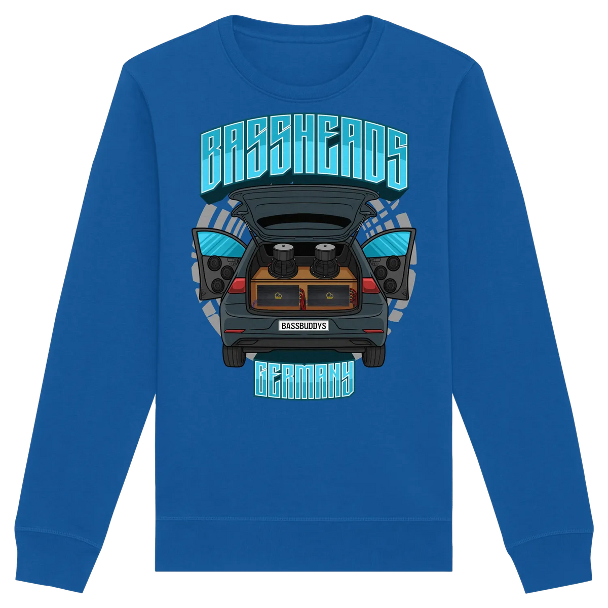 BASSHEADS GERMANY - Organic Basic Unisex Sweatshirt Royal Blue XS – Produktbild 4