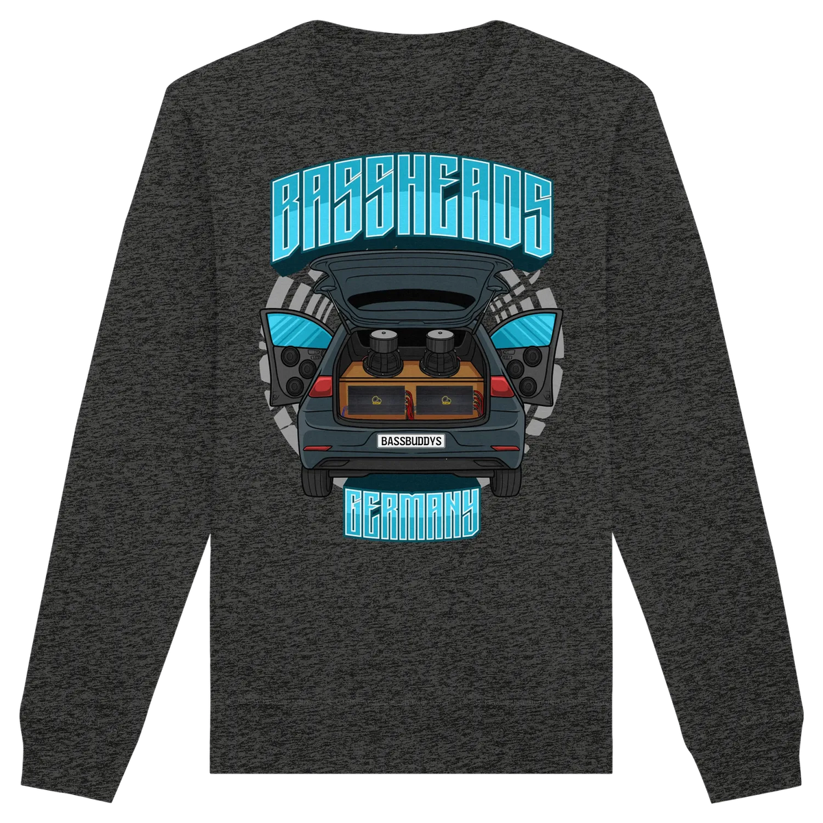 BASSHEADS GERMANY - Organic Basic Unisex Sweatshirt Dark Heather Grey XS – Produktbild 5