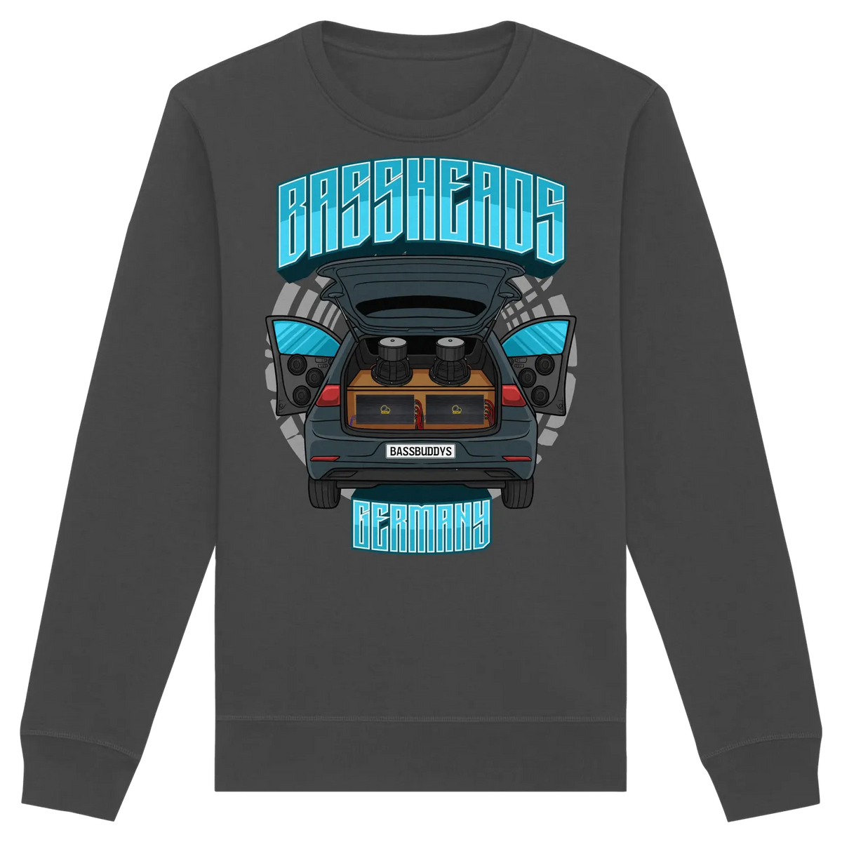 BASSHEADS GERMANY - Organic Basic Unisex Sweatshirt Anthracite XS – Produktbild 6