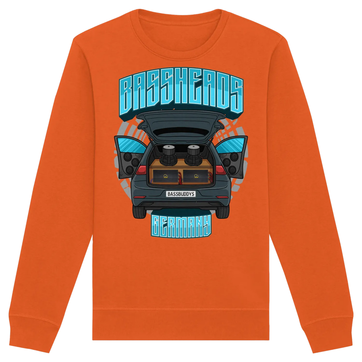 BASSHEADS GERMANY - Organic Basic Unisex Sweatshirt Bright Orange XS – Produktbild 9