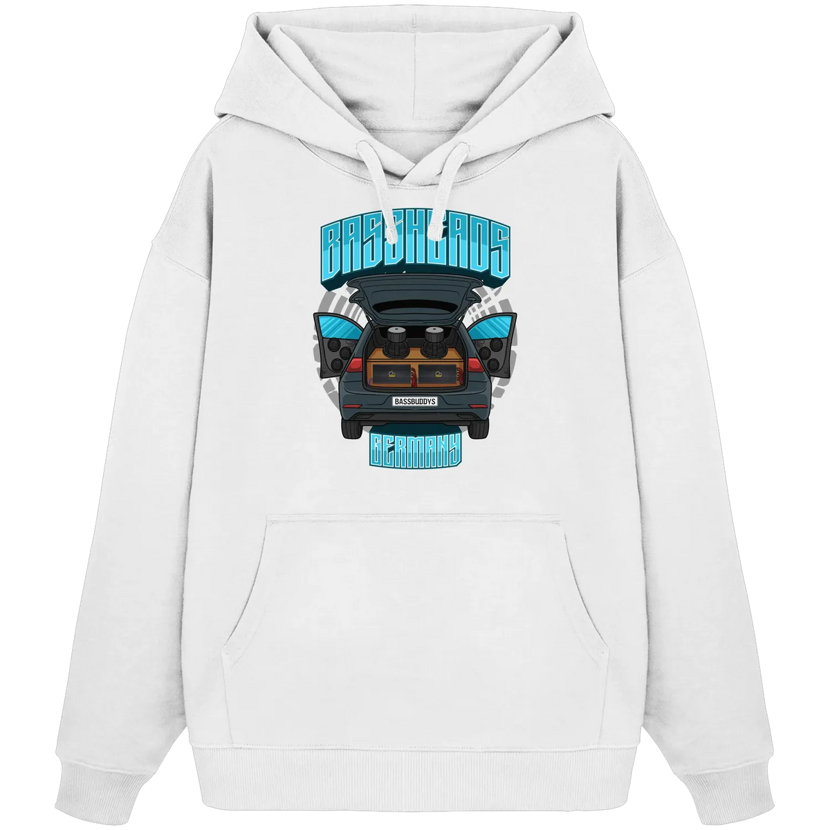 BASSHEADS GERMANY - Organic Oversize Hoodie White XS – Produktbild 1