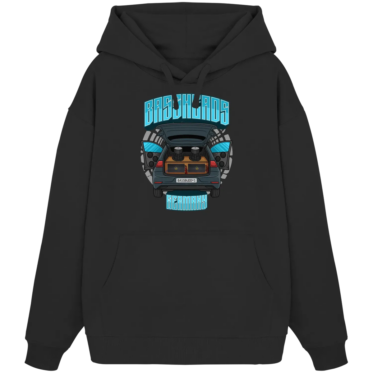 BASSHEADS GERMANY - Organic Oversize Hoodie Black XS – Produktbild 2