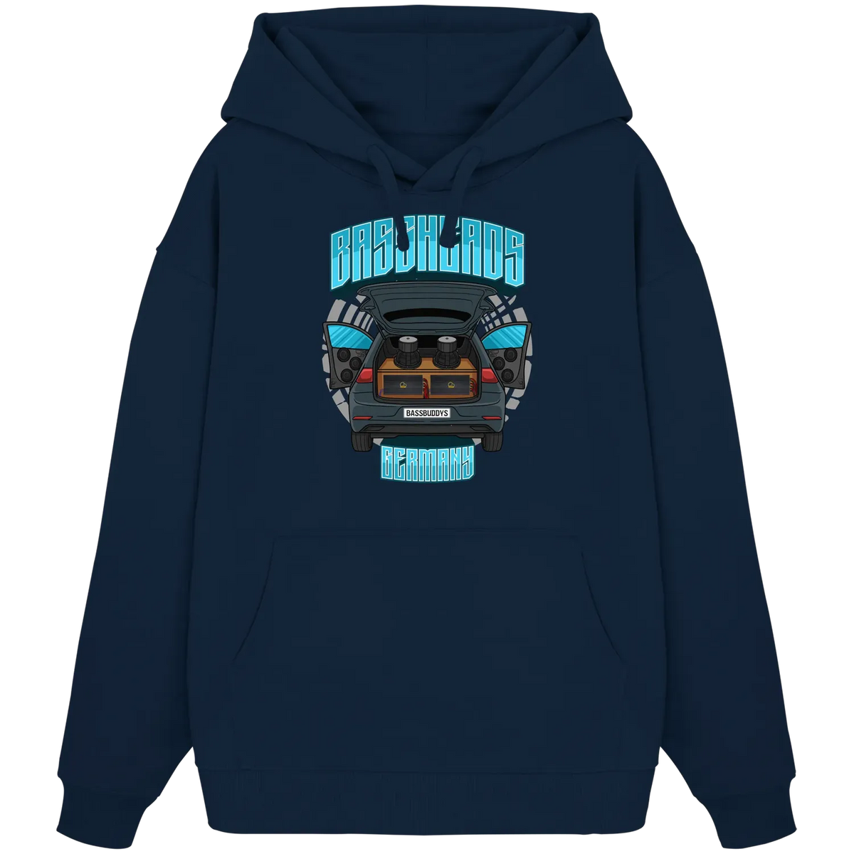 BASSHEADS GERMANY - Organic Oversize Hoodie French Navy XS – Produktbild 3