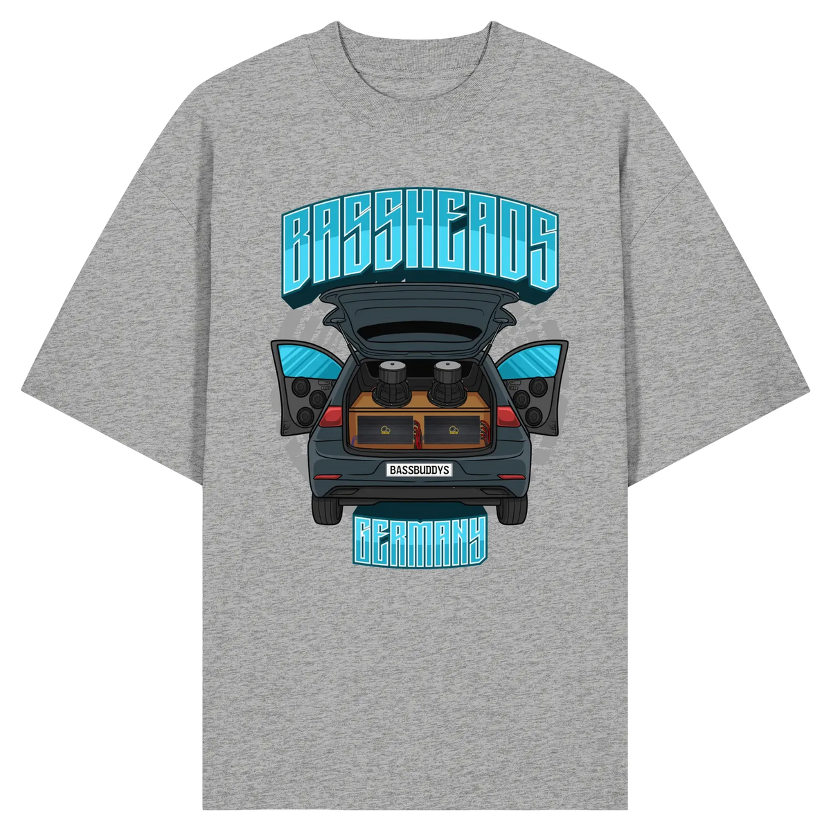 BASSHEADS GERMANY - Organic Oversize Shirt Heather Grey XS – Produktbild 4