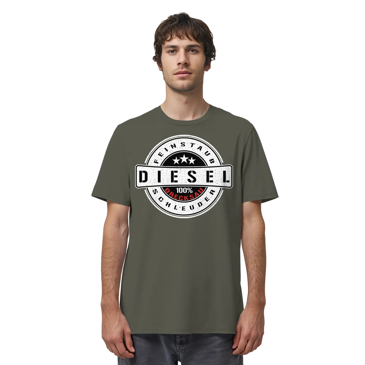 Feinstaub Schleuder Diesel 100% Drecksau Shirt Khaki XS – Produktbild 16