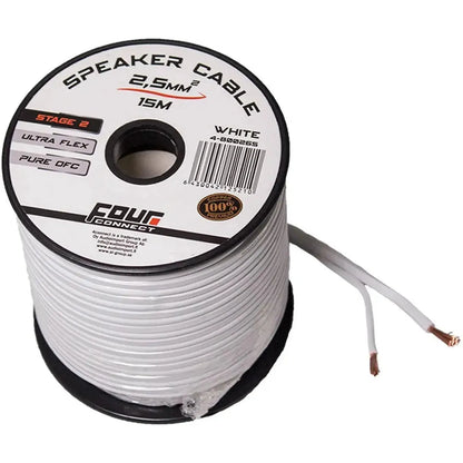 OFC-Lautsprecherkabel 2×2,5 mm² weiß 15Meter – Produktbild 1