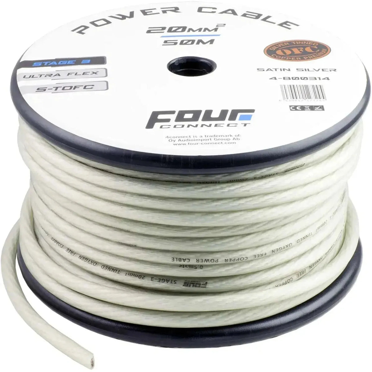 STAGE3 S-TOFC Powerkabel 20 mm² 50m Satin Silver – Produktbild 2