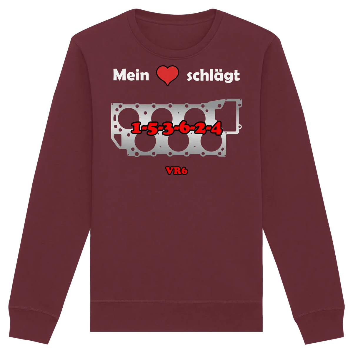 Mein Herz schlägt 1-5-3-6-2-4 Sweatshirt Burgundy XS – Produktbild 1