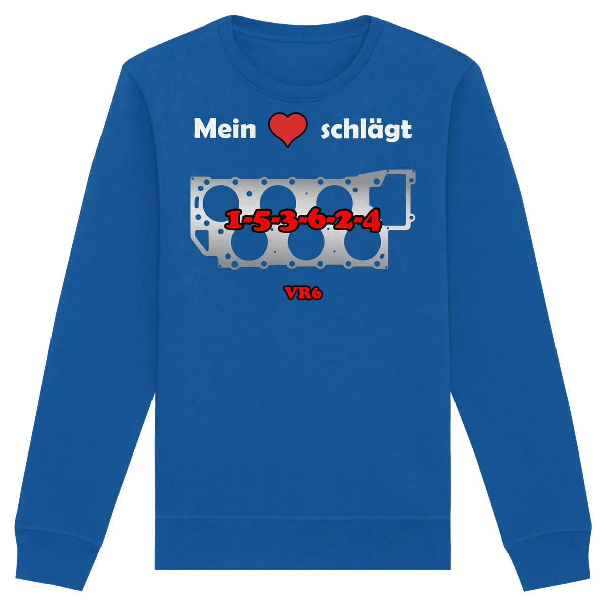 Mein Herz schlägt 1-5-3-6-2-4 Sweatshirt Royal Blue XS – Produktbild 4