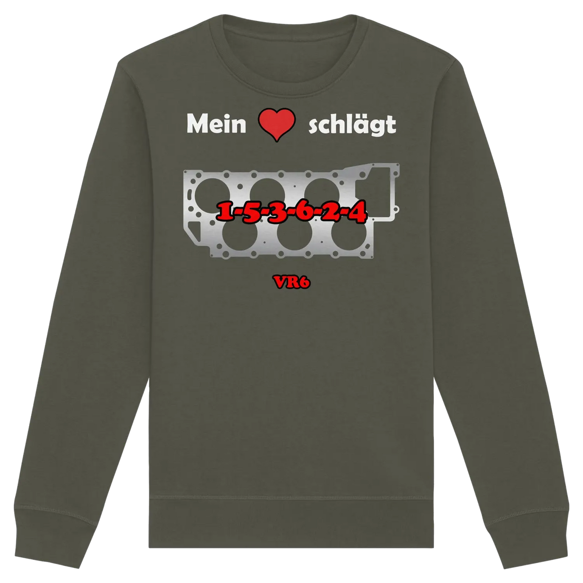 Mein Herz schlägt 1-5-3-6-2-4 Sweatshirt Khaki XS – Produktbild 5