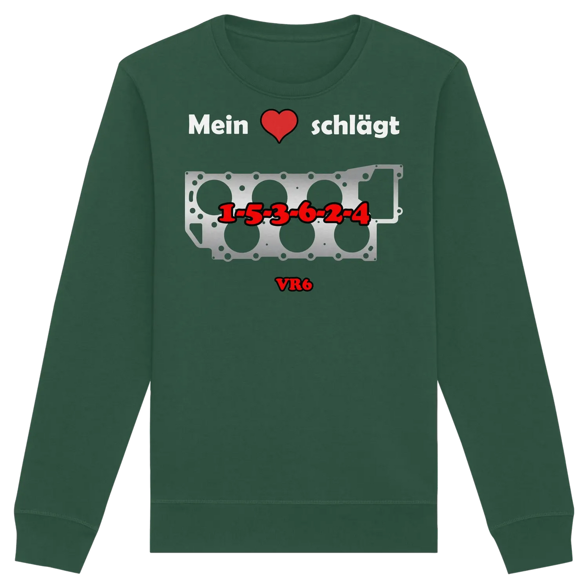Mein Herz schlägt 1-5-3-6-2-4 Sweatshirt Bottle Green XS – Produktbild 6