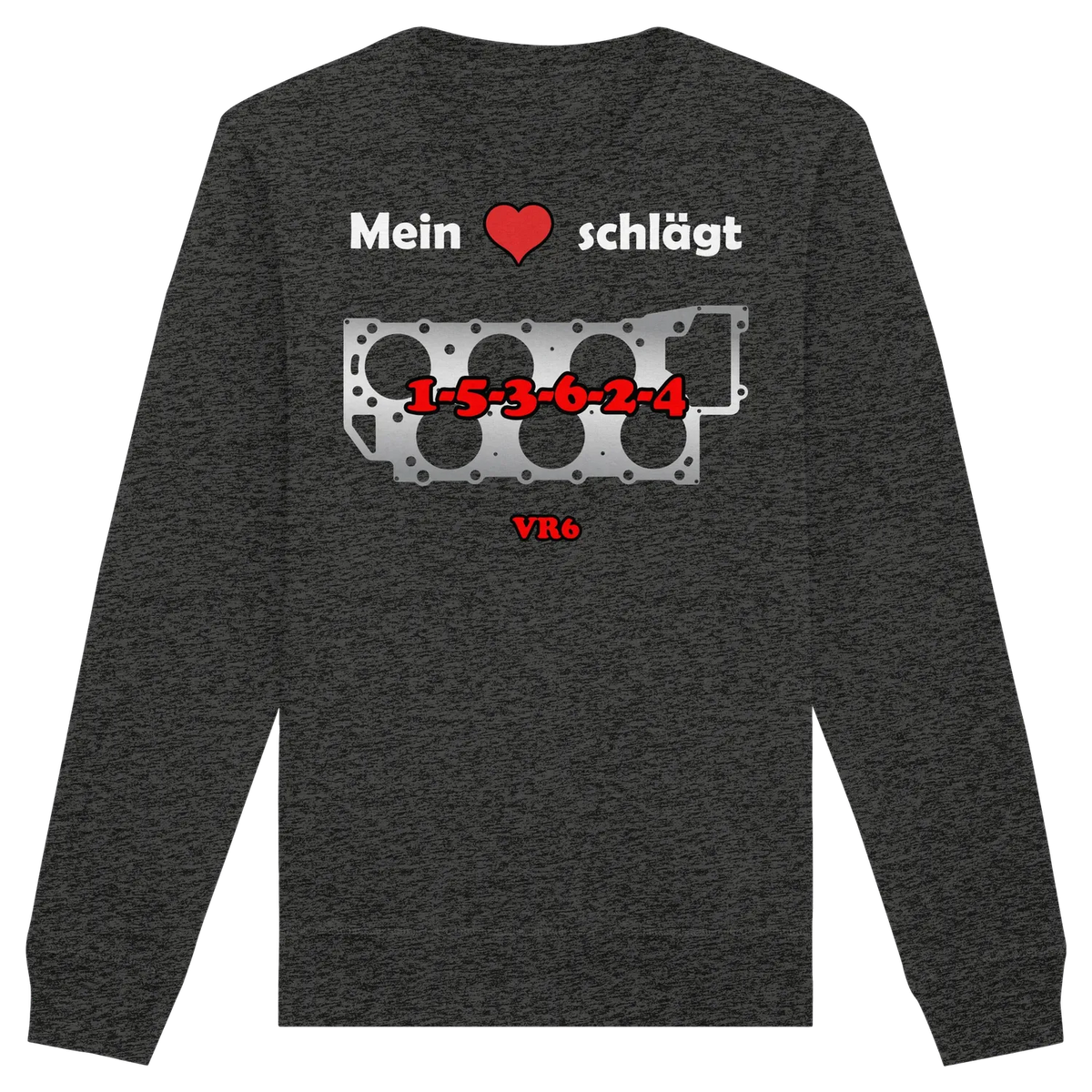 Mein Herz schlägt 1-5-3-6-2-4 Sweatshirt Dark Heather Grey XS – Produktbild 7