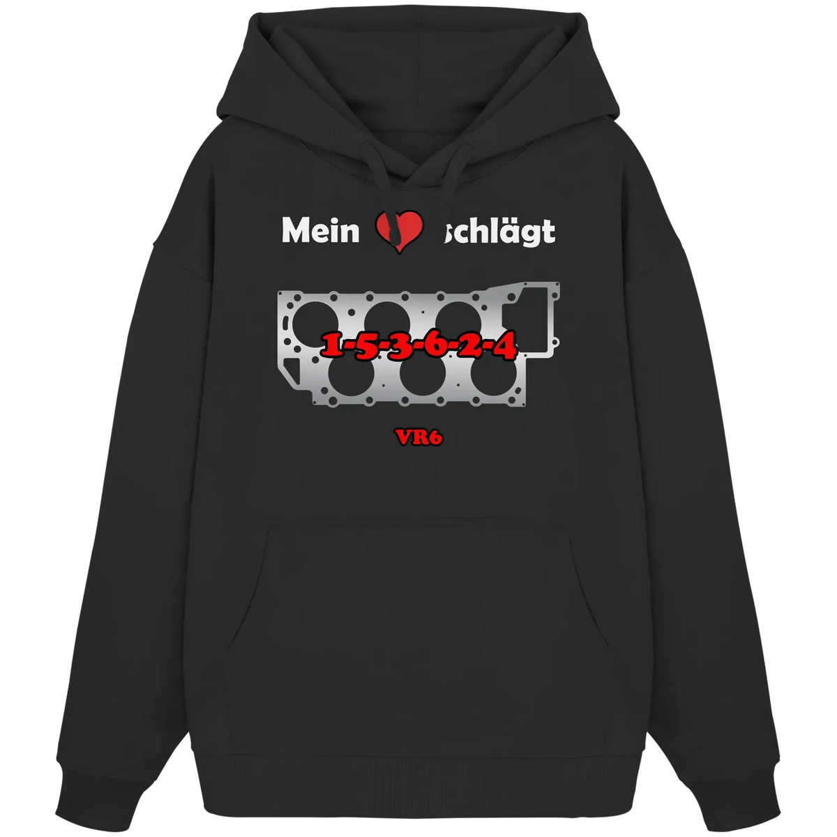 Mein Herz schlägt 1-5-3-6-2-4 Oversize Hoodie Black XS – Produktbild 1