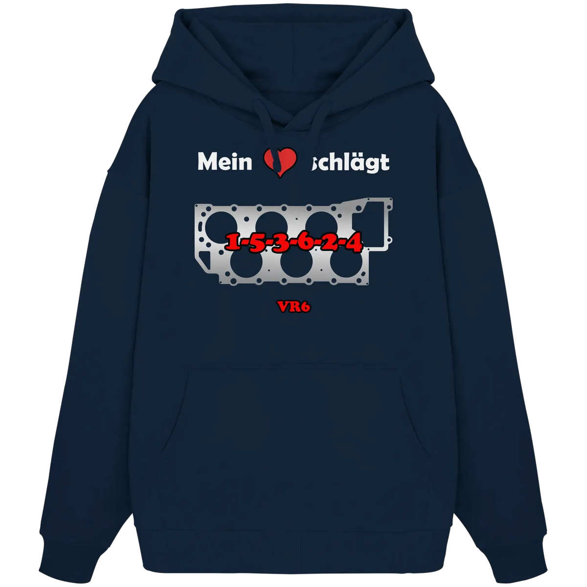 Mein Herz schlägt 1-5-3-6-2-4 Oversize Hoodie French Navy XS – Produktbild 2