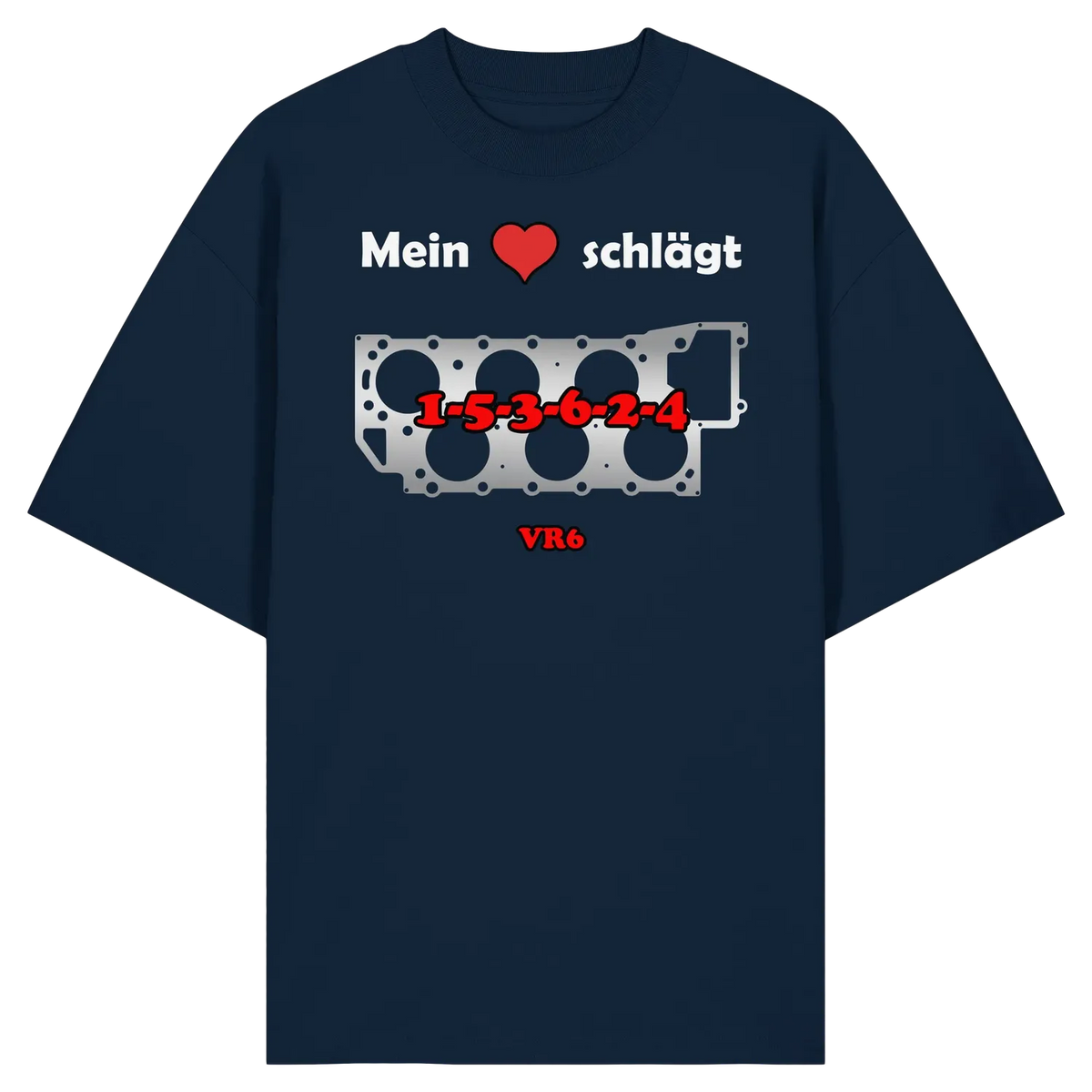 Mein Herz schlägt 1-5-3-6-2-4 Oversize Shirt French Navy XS – Produktbild 1