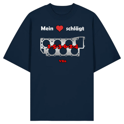 Mein Herz schlägt 1-5-3-6-2-4 Oversize Shirt French Navy XS – Produktbild 1