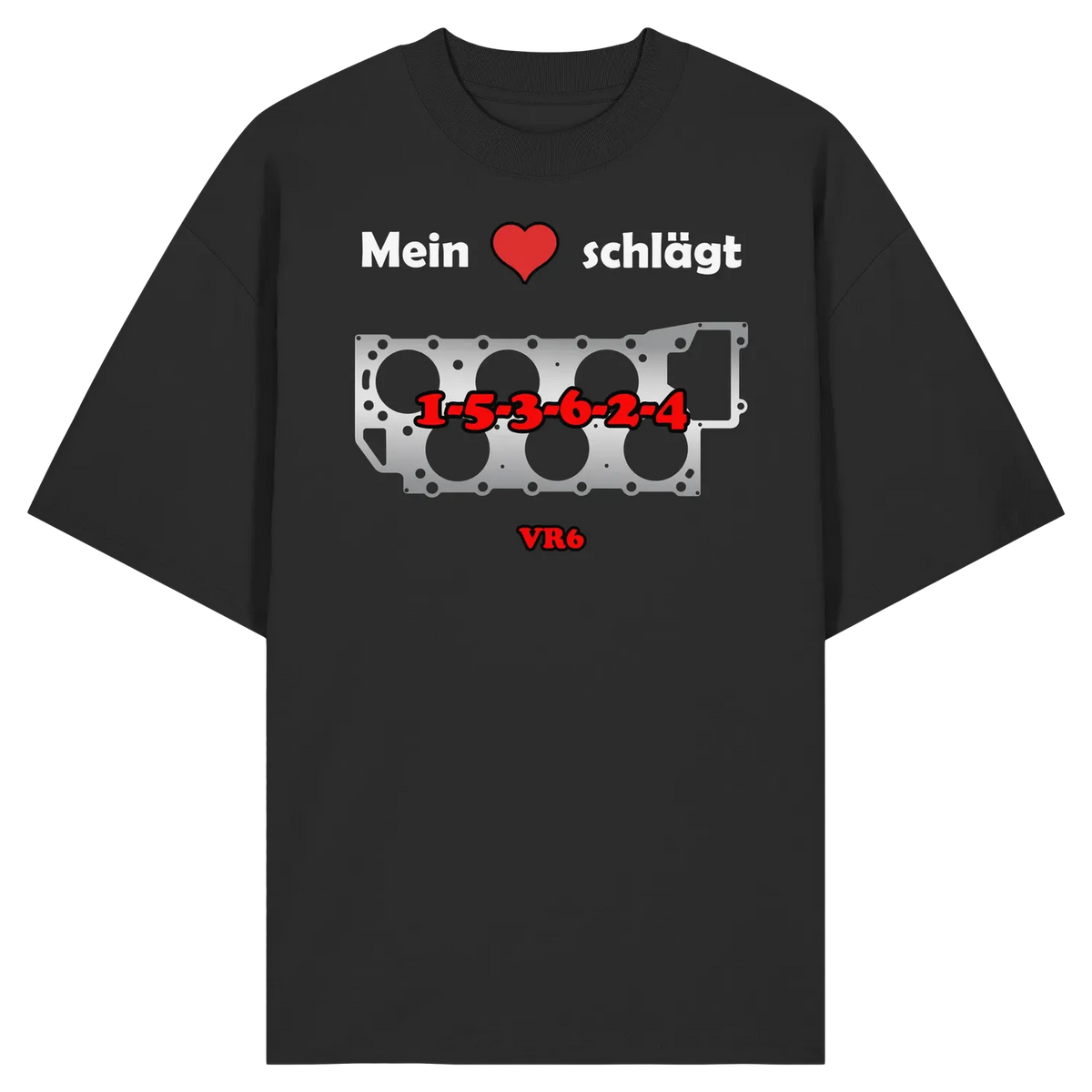 Mein Herz schlägt 1-5-3-6-2-4 Oversize Shirt Black XS – Produktbild 4