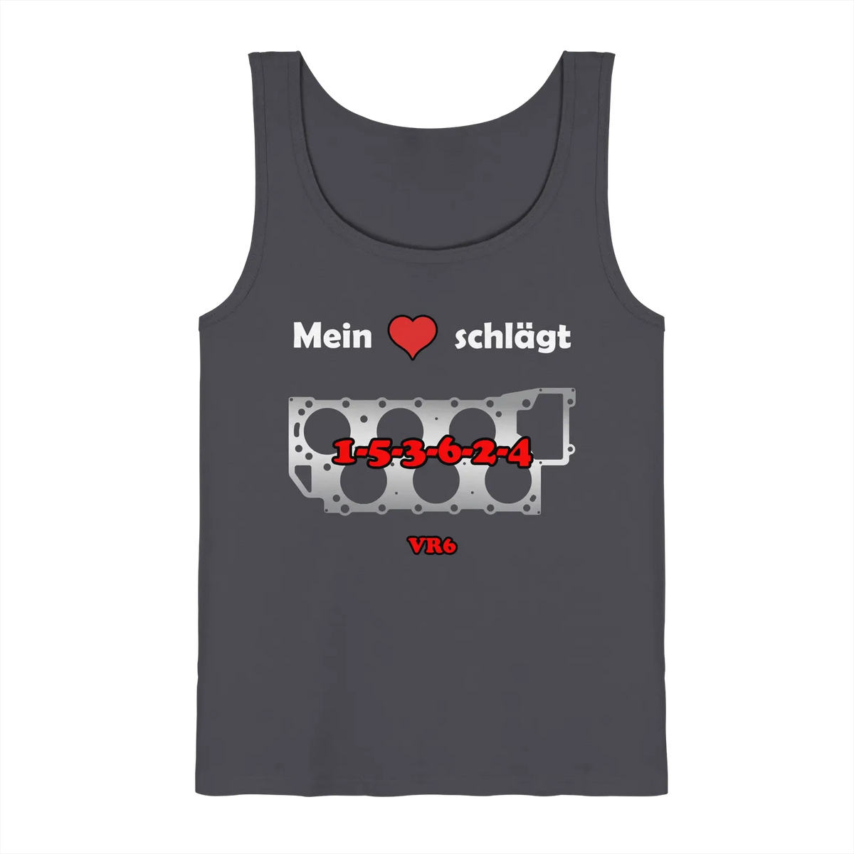 Mein Herz schlägt 1-5-3-6-2-4 Tank-Top Charcoal S – Produktbild 1